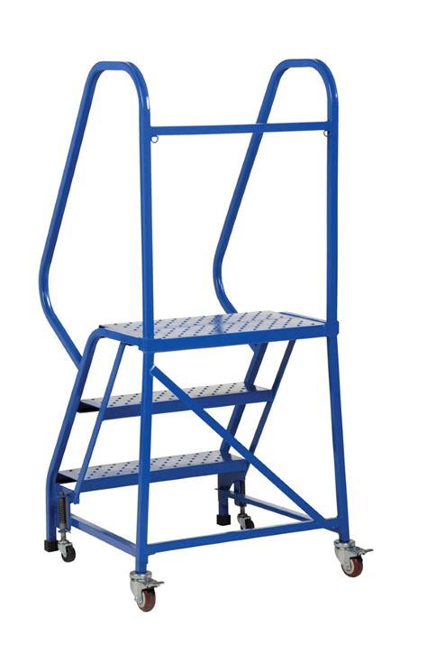 The handrails should either be on the sides too on the top so. 6 Step Portable Warehouse Ladders with 18" Wide Perforated ...