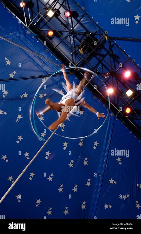 Circus Acrobats Performing Inside The Big Top Stock Photo Alamy