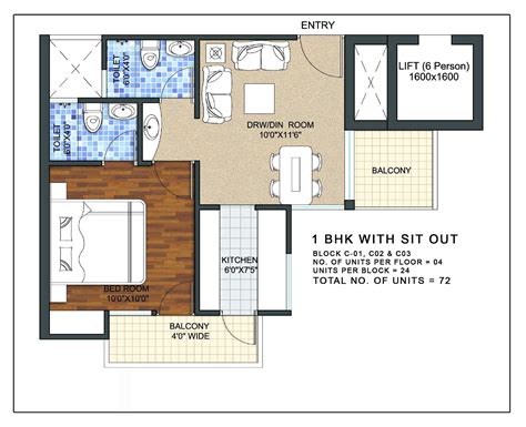 1 Bhk Apartment Floor Plan Flat For Sale