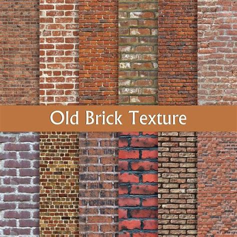 digital paper pack  brick texture  red brown