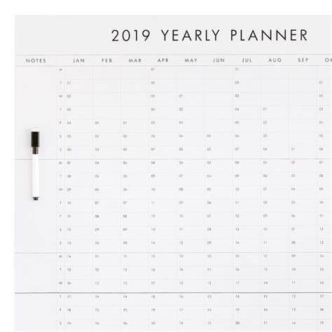 2019 Whiteboard Yearly Wall Planner White Hi Res Wall Planner