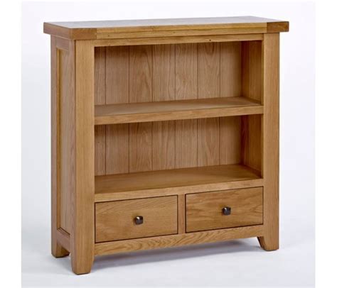 Devon Oak Low Bookcase 2 Drawer