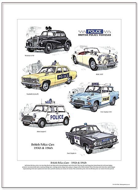 British Police Cars 1950s 1960s Fine Art Print Print Size 330x240mm