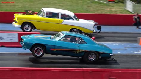 Drag Racing Old School Muscle Cars At Us41 Dragstrip Indiana Old