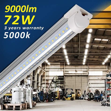 Barrina Led Shop Light Fixture 8ft T8 72w 9000lm Clear Cover V Shape