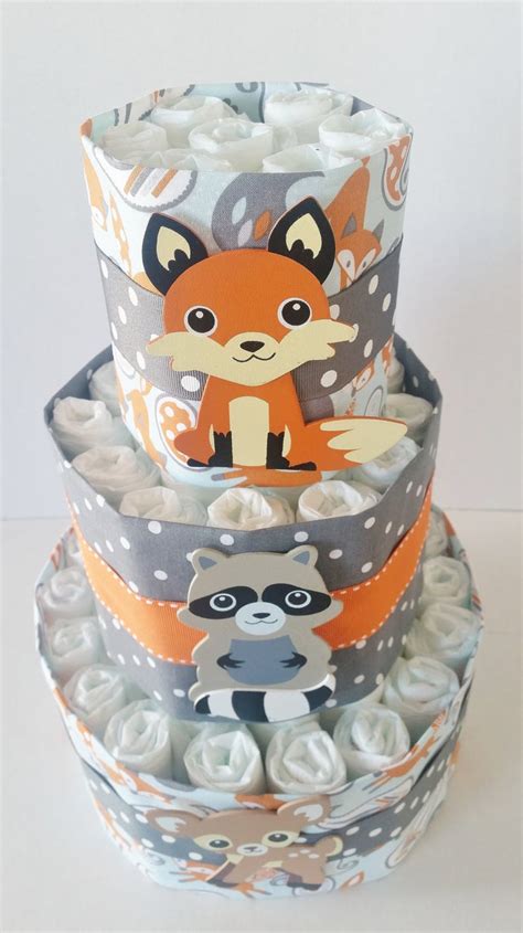 Woodland Animals Diaper Cake Table Centerpiece Forest Animals Etsy