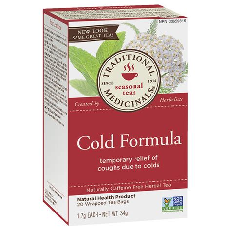 Traditional Medicinals Tea Cold Formula 20s London Drugs