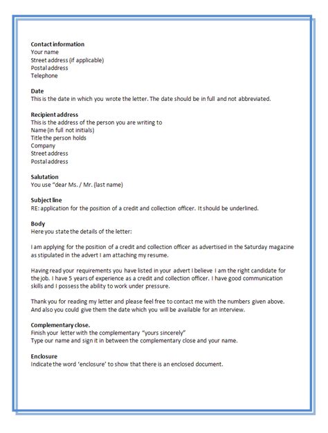 It must be able to communicate your message. Job Application Letter For Credit And Collection Officer ...
