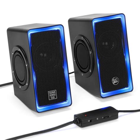 Gogroove Desktop Speakers For Laptop Computer Black With Leds