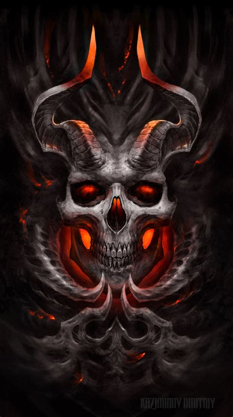 Demon By Kazimirov Dmitriy On Artstation Skull Art Drawing Skull