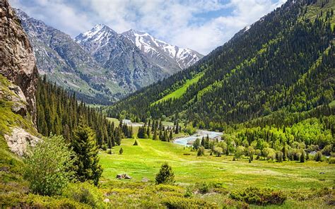 Hd Wallpaper India Nature Scenery Forest River Clouds Rocks