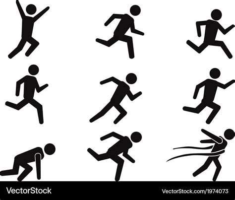 Runner Stick Figure Icons Set Royalty Free Vector Image