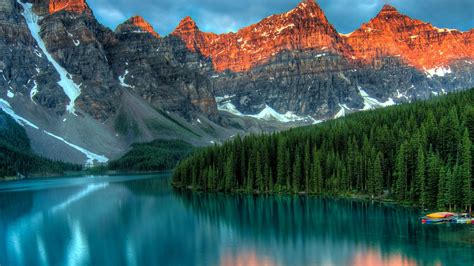 Wallpaper Moraine Lake Banff Canada Mountains Forest 4k Nature 15562