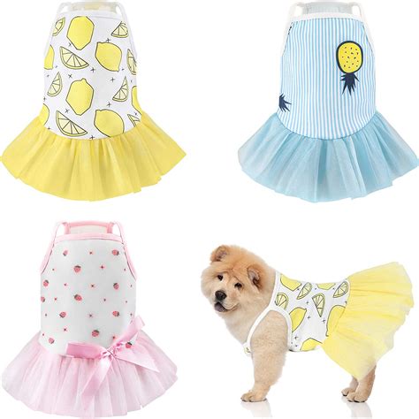 Buy 3 Pieces Tutu Dog Dress Skirt Puppy Summer Fruits Dress Pet