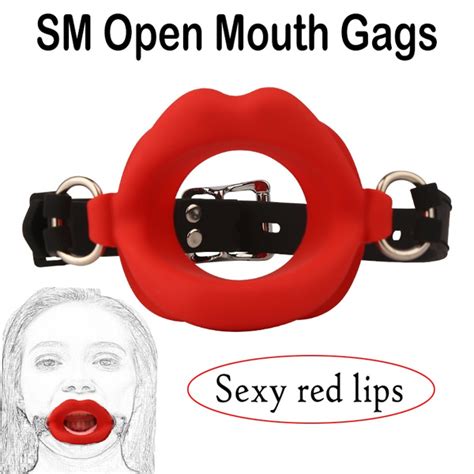 Sexy Red Lips Open Mouth Gag Soft Silicone Cock Sucking Slave Sex Games Wish