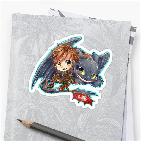 Httyd 2 Chibi Hiccup And Toothless Stickers By Ibahibut Redbubble
