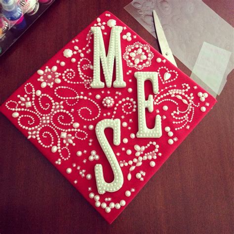 My Graduation Cap Made Using Painted Wooden Letters And Pearl Stickers