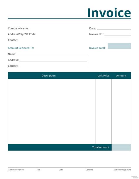 Free Blank Commercial Invoice Template In Adobe Photoshop Illustrator