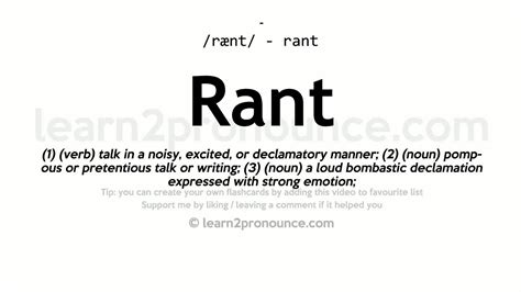 Pronunciation Of Rant Definition Of Rant Youtube