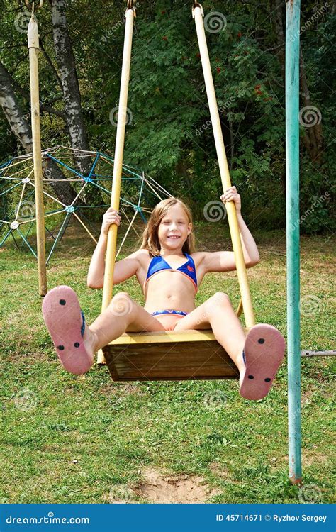 Girl Swinging On A Swing Stock Image Image Of Holiday