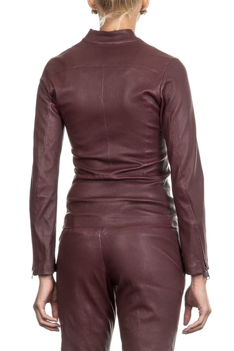 nove damen biker lederjacke bordeaux luxuryloft