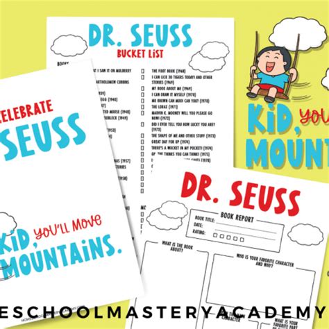 Dr Seuss Bucket List And Book Report Pack Archives Homeschool Mastery