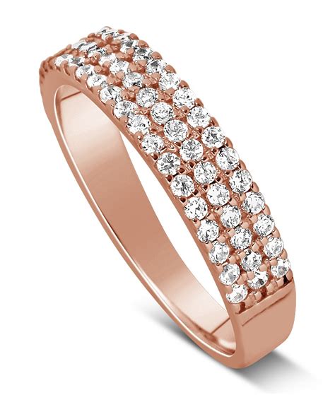 Unique 3 Row 1 Carat Round Diamond Wedding Ring Band In Rose Gold