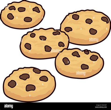 Vector Set Of Chocolate Chip Cookies Isolated On White Background