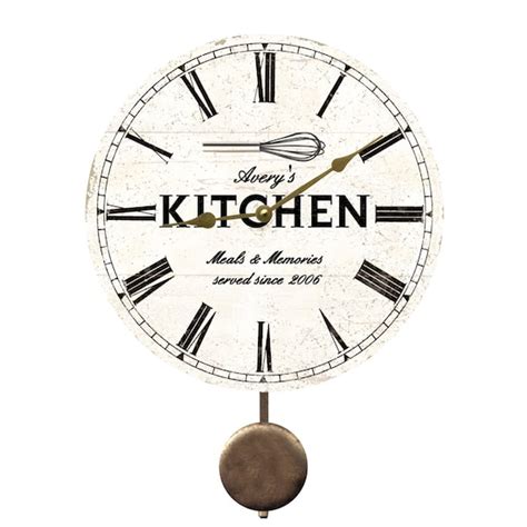 Personalized White Kitchen Clock Kitchen Pendulum Clock Etsy