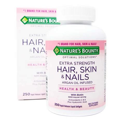 Natures Bounty Extra Fuerte Hair Skin And Nails Biotina 5000 Mcg 250 Cap