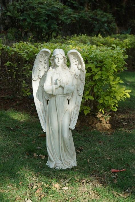 Standing Angel In Polished Stone Finish Garden Statues Angel Garden
