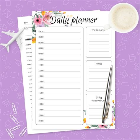 Instant Download 0006 Printable Digital File Pink Planner Sheet Daily