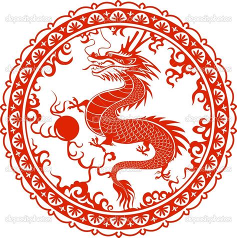 Chinese Dragon Papercut Dragons Китайский дракон Иллюстрация с