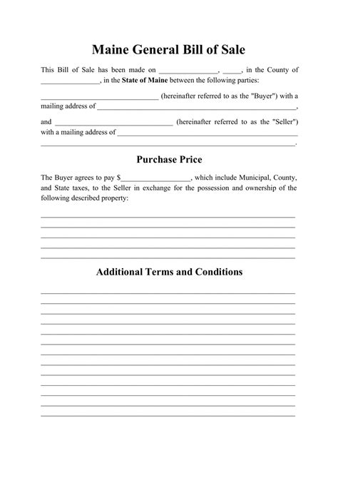Maine Generic Bill Of Sale Form Fill Out Sign Online And Download