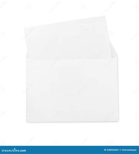 Envelope With Blank Letter On White Background Top View Stock Image