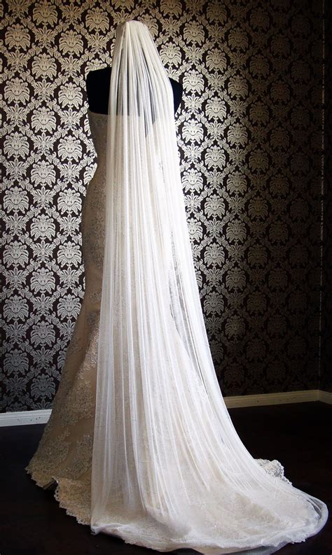 Natural Silk Tulle Cathedral Veil Cut Edge Bridal Veil Soft