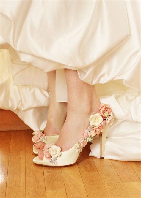 Whimsical Woodland Blush Flower Bridal Shoes Shoe Etsy Scarpe Da