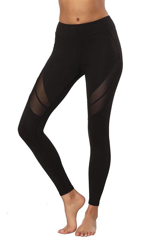 womens mesh yoga pants mesh leggings 4 way stretch flex trousers athletic workout running