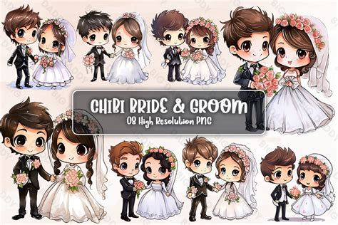 Chibi Bride And Groom Sublimation Graphic By Big Daddy · Creative Fabrica