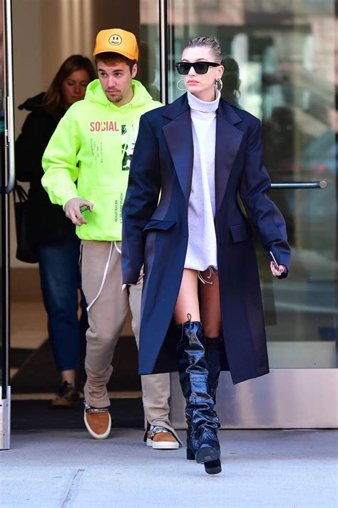 justin and hailey bieber wore two very different outfits in new york city vogue