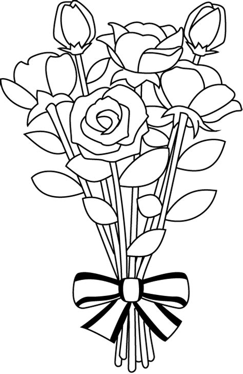 Flower Bouquet Clipart Black And White Bouquet