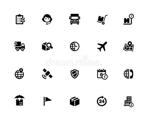 Shipping And Tracking Icons 32 Pixels Icons White Series Stock Vector