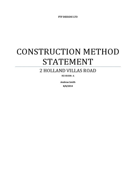 Construction Method Statement Pdf Pdf Deep Foundation Basement
