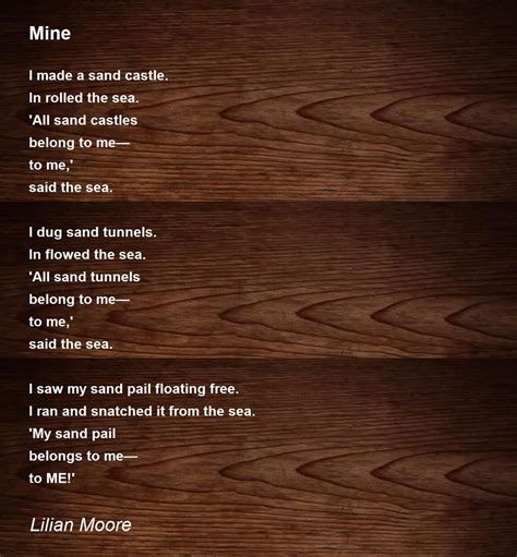 Mine Mine Poem By Lilian Moore