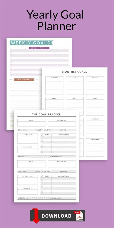 Yearly Goal Planner Monthly Goal Template Goals For The Year Template
