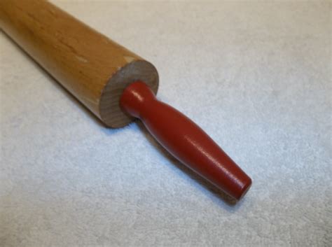 Vintage Wooden Rolling Pin Red Handles Decorative Collectible Etsy