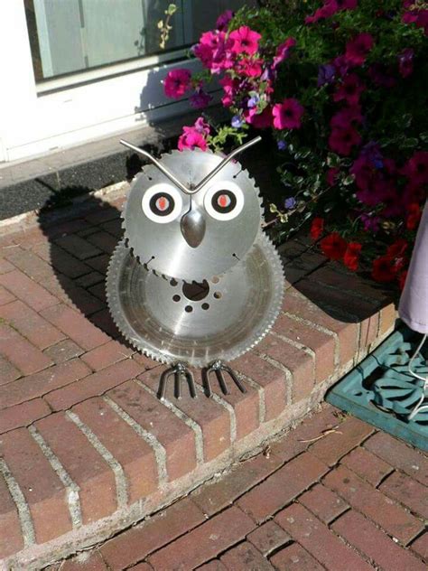 Owl Sculpture From Cicular Saw Blades And Etcs Metal Tree Wall Art