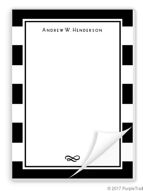 Classic Striped Border Notepad Personalized Notepads