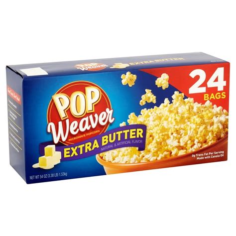 Pop Weaver Extra Butter Microwave Popcorn Bags 225 Oz 24 Ct Walmart