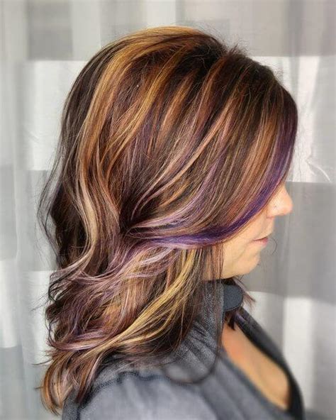 Brown hair with highlights is making a huge comeback this year. 26 Incredible Purple Hair Color Ideas Trending in 2019